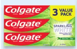 Walmart Colgate Sparkling White 3 x 120 mL toothpaste value pack offer