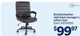 Walmart Bonded Leather Mid-Back Manager's Office Chair offer
