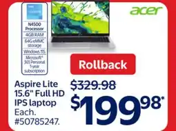 Walmart Aspire Lite 15.6 Full HD IPS laptop offer
