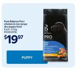 Walmart Pure Balance Pro+ chicken & rice recipe dry puppy food offer