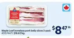 Walmart Maple Leaf boneless pork belly slices 3-pack offer