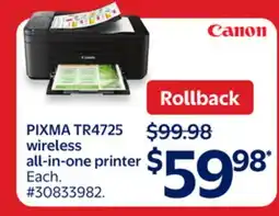 Walmart PIXMA TR4725 wireless all-in-one printer offer