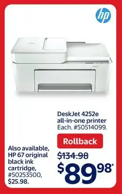Walmart HP DeskJet 4252e all-in-one printer offer