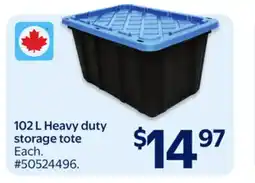 Walmart 102 L Heavy duty storage tote offer