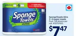 Walmart SpongeTowels Ultra 3 = 6 paper towels offer