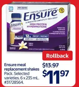 Walmart Ensure meal replacement shakes offer