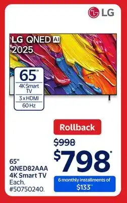 Walmart 65 QNED82AAA 4K Smart TV offer