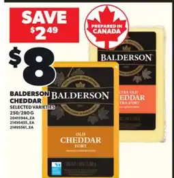 Loblaws BALDERSON CHEDDAR, 250/280G offer