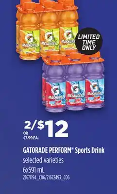 Loblaws GATORADE PERFORM SPORTS DRINK 6x591 mL offer