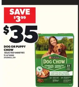 Loblaws DOG OR PUPPY CHOW, 11.4/14 KG offer