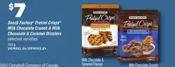 Loblaws SNACK FACTORY PRETZEL CRISPS MILK CHOCOLATE CRUNCH & MILK CHOCOLATE & CARAMEL DRIZZLERS, 155 G offer
