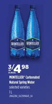 Loblaws MONTELLIER CARBONATED NATURAL SPRING WATER, 1 L offer