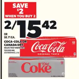 Loblaws COCA-COLA OR CANADA DRY, 12X355ML offer