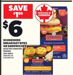Loblaws SCHNEIDERS BREAKFAST BITES OR SANDWICHES, 204-288 G offer