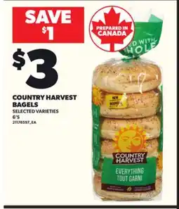 Loblaws COUNTRY HARVEST BAGELS, 6'S offer