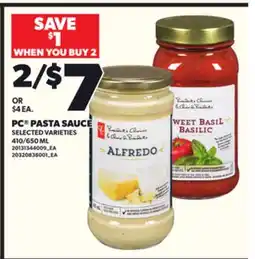 Loblaws PC PASTA SAUCE, 410/650 ML offer