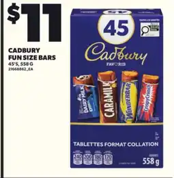 Loblaws CADBURY FUN SIZE BARS, 45'S, 558 G offer