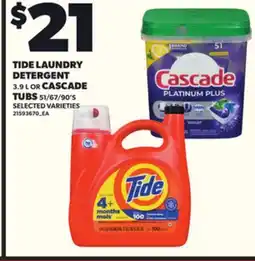 Loblaws TIDE LAUNDRY DETERGENT, 3.93 L OR CASCADE TUBS, 51/67/90'S offer