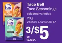 Loblaws TACO BELL TACO SEASONINGS, 28 G offer
