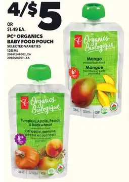 Loblaws PC ORGANICS BABY FOOD POUCH, 128 ML offer