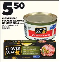 Loblaws CLOVER LEAF, 213 G OR LIGHT TUNA, 3X80 G offer