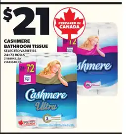 Loblaws CASHMERE BATHROOM TISSUE, 24=72 ROLLS offer