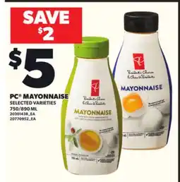 Loblaws PC MAYONNAISE, 750/890 ML offer