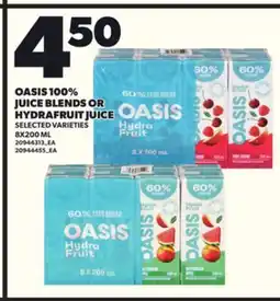 Loblaws OASIS 100% JUICE BLENDS OR HYDRAFRUIT JUICE, 8X200 ML offer