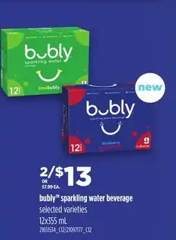 Loblaws BUBLY SPARKLING WATER BEVERAGE, 12 x 355 mL offer