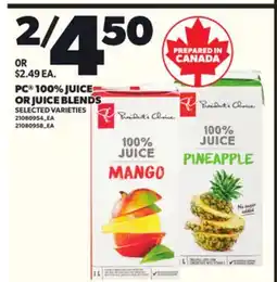 Loblaws PC 100% JUICE OR JUICE BLENDS offer