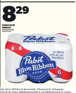 Loblaws PABST BLUE RIBBON, 6X355 ML CANS offer