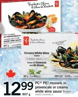 Fortinos PC PEI MUSSELS IN PROVENCALE OR CREAMY WHITE WINE SAUCE, 907g offer
