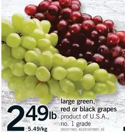 Fortinos LARGE GREEN, RED OR BLACK GRAPES offer