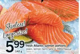 Fortinos FRESH ATLANTIC SALMON PORTIONS, 142 G offer
