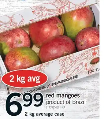 Fortinos RED MANGOES, 2 kg average case offer