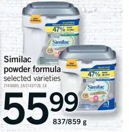 Fortinos SIMILAC POWDER FORMULA POWDER, 837/859 g offer