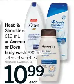 Fortinos HEAD & SHOULDERS 613 ML OR AVEENO OR DOVE BODY WASH 532 ML offer