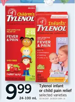 Fortinos TYLENOL INFANT OR CHILD PAIN RELIEF, 24-100 ML offer