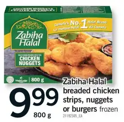 Fortinos ZABIHA HALAL BREADED CHICKEN STRIPS, NUGGETS OR BURGERS, 800 g offer