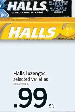 Fortinos HALLS LOZENGES, 9's offer