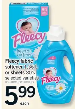 Fortinos FLEECY FABRIC SOFTENER 1.36 L OR SHEETS 80's offer
