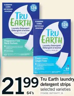 Fortinos TRU EARTH LAUNDRY DETERGENT STRIPS, 64's offer