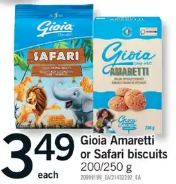 Fortinos GIOIA AMARETTI OR SAFARI BISCUITS, 200/250 g offer