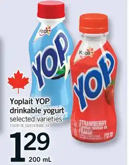 Fortinos YOPLAIT YOP DRINKABLE YOGURT, 200 ML offer