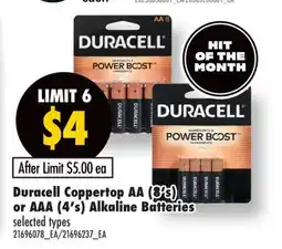 Fortinos DURACELL COPPERTOP AA (8' S) OR AAA (4' S) ALKALINE BATTERIES offer