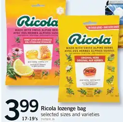 Fortinos RICOLA LOZENGE BAG, 17-19's offer