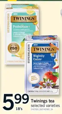 Fortinos TWININGS TEA, 18's offer