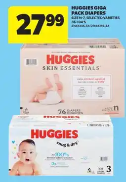 Real Canadian Superstore HUGGIES GIGA PACK DIAPERS SIZE N-7, 36-104'S offer