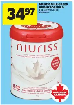 Real Canadian Superstore NIURISS MILK-BASED INFANT FORMULA 0-12 MONTHS, 700 G offer