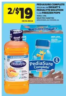 Real Canadian Superstore PEDIASURE COMPLETE 4X235 ML OR INFANT'S PEDIALYTE SOLUTION 1 L OR FREEZER POPS 16X62.5 ML offer